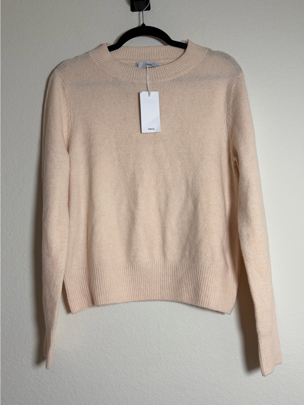 Mango Crewneck Sweater in Soft Peach